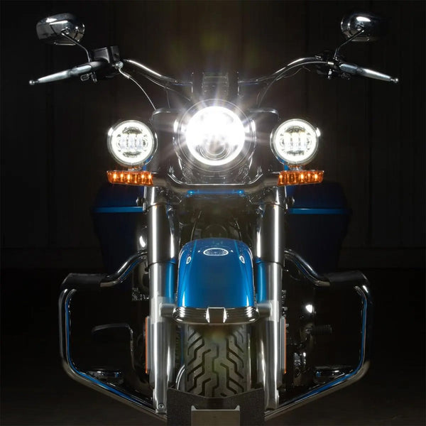 7" LED Chrome Eclipse HALOMAKER®  Headlight (Daymaker Replacement) with Auxiliary Passing Lamps for Harley® Road King