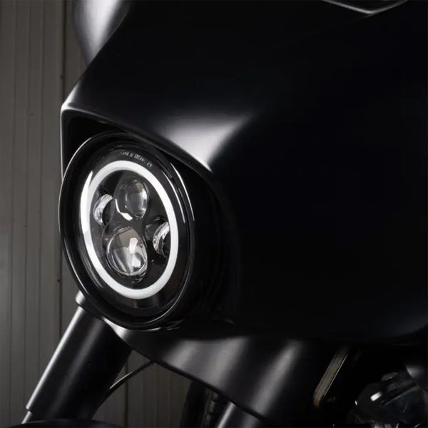 7" LED Black HALOMAKER® Headlight (Daymaker Replacement) for Harley® Batwing Fairing & Softail