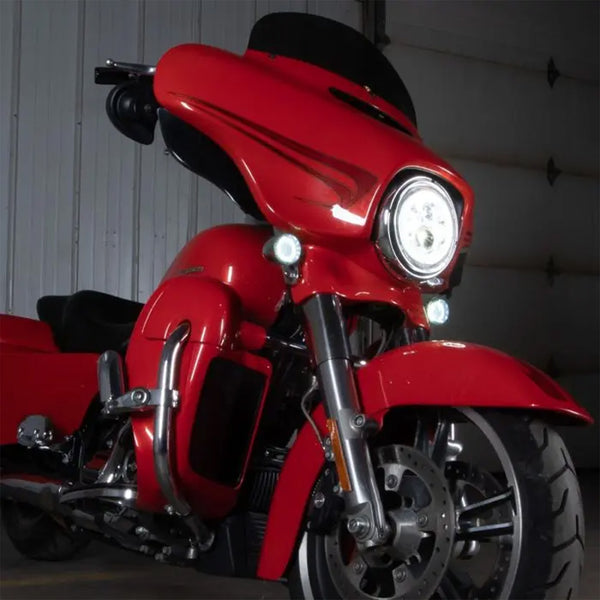 7" LED Chrome HALOMAKER® Headlight (Daymaker Replacement) for Harley® Batwing Fairing & Softail