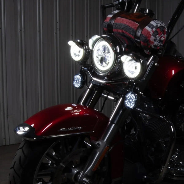 7" LED Chrome Eclipse HALOMAKER®  Headlight (Daymaker Replacement) with Auxiliary Passing Lamps for Indian Motorcycles