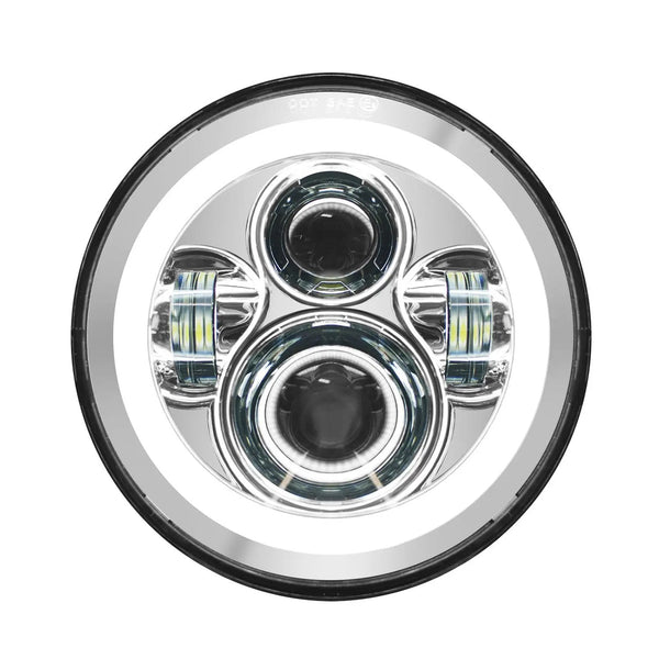 7" LED Chrome HALOMAKER®  Headlight (Daymaker Replacement) with Auxiliary Passing Lamps for Harley® Road King