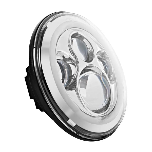 7" LED Chrome Eclipse HALOMAKER®  Headlight (Daymaker Replacement) with Auxiliary Passing Lamps for Harley® Batwing Fairing & Softail