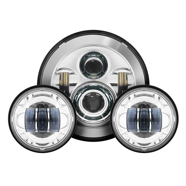 7" LED Chrome Headlight w/ Auxiliary Passing Lamps for Indian® Motorcycles