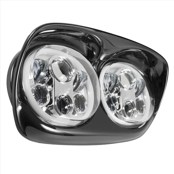 HOGWORKZ® Dual LED Chrome HALOMAKER® Headlight for Harley® Road Glide '98-'13