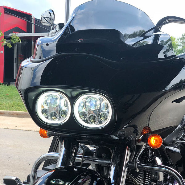 HOGWORKZ® Dual LED Chrome HALOMAKER® Headlight for Harley® Road Glide '98-'13