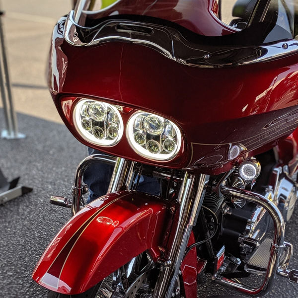 HOGWORKZ® Dual LED Chrome HALOMAKER® Headlight for Harley® Road Glide '98-'13