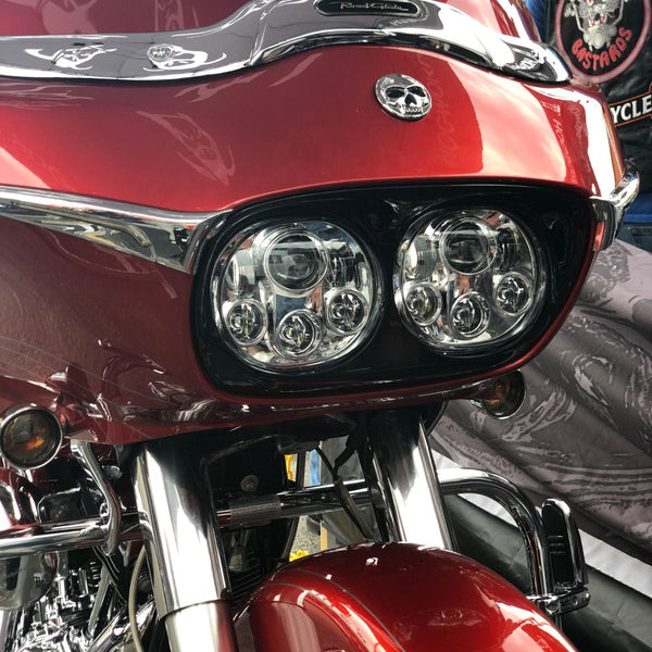 HOGWORKZ® Dual LED Chrome HALOMAKER® Headlight for Harley® Road Glide '98-'13