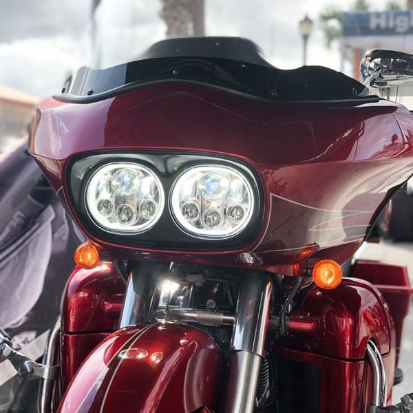 HOGWORKZ® Dual LED Chrome HALOMAKER® Headlight for Harley® Road Glide '98-'13